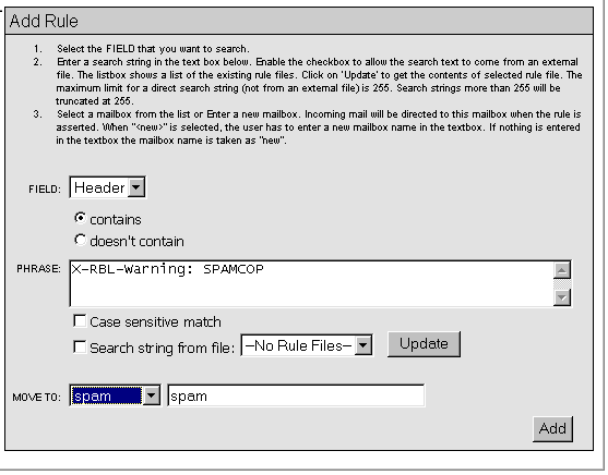 E-mail Spam Filtering Setup